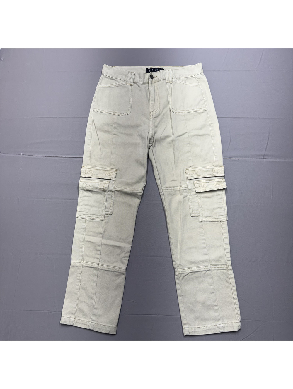 Lioness Womens Utility Cargo Pants Cotton Straight Leg Size L Beige Gorpcore